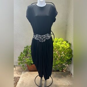 Vintage funky black crepe palazzo harem pant jumper Sz 12 by Miss Ashlee of CA